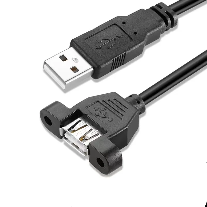 

up/down/right/left angle USB 2.0 A male to USB 2.0 A female with panel mount screw cable 480mbps cabletolink, Black