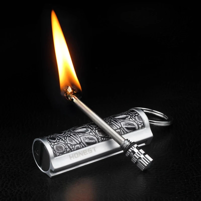 

Free Fire Metal Retro Match Lighter Flint Fire Starter Torch Kerosene Oil Flame Lighter Creative Men's Gift Can Be Refue