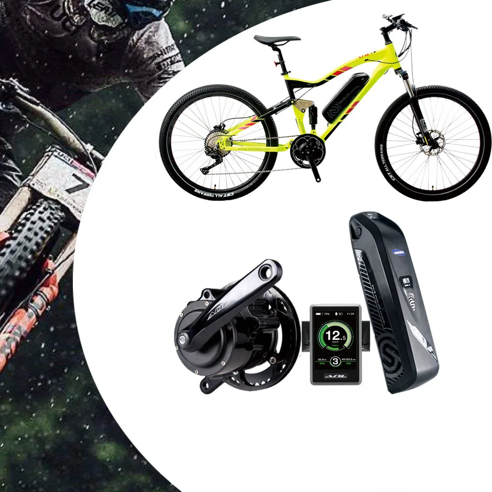 

27.5 MTB frame with electric bike mid drive electric bicycle motor for mountain bike efficient electric bike kit, Black