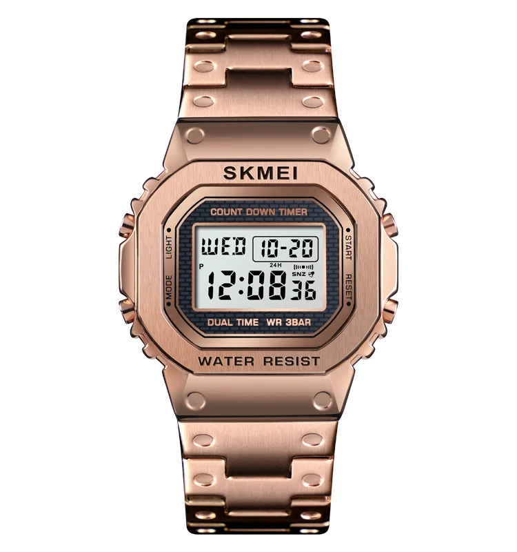 

Skmei 1456 Men's Digital Electronic Wristwatches Stainless Steel Relojes hombre Men Led Digital Sport Watch