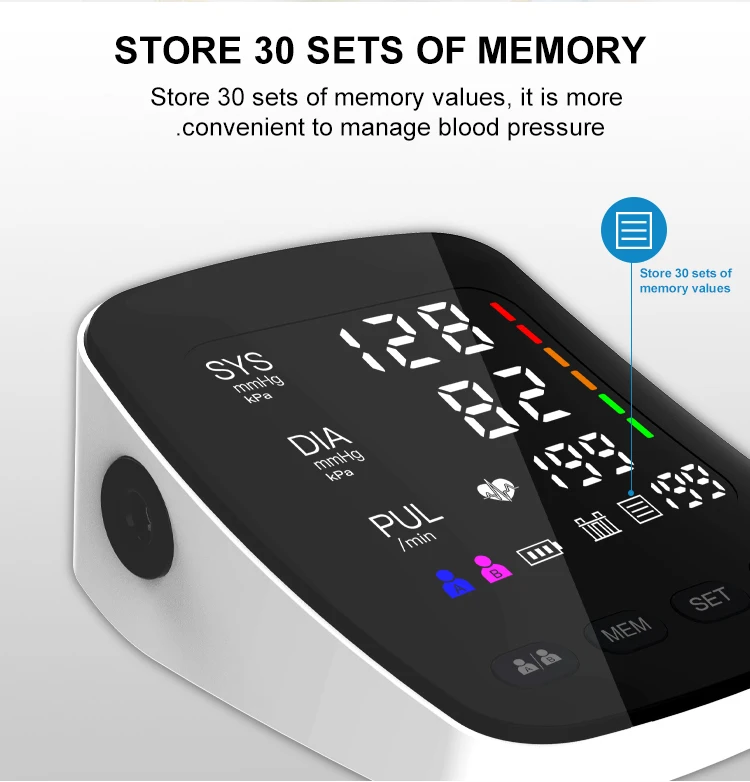 LED Curved Screen CE ISO Approved Factory OEM BP Monitor Automatic BP Machine Electric Digital Upper Arm Blood Pressure Monitor