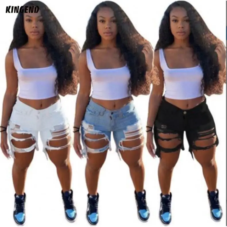 

KD5130 2021 New Ladies Denim Summer Casual ripped Jeans Shorts Pants Plus Size Women Clothing