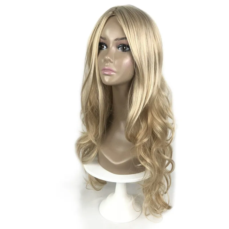 

Dropshipping Wig Women's Fashion Dyeing Big Wave Light Gold Chemical Fiber Headgear Smooth, No Static Electricity