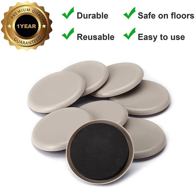 
Reusable Round Plastic furniture Sliders Furniture Movers for Carpet 