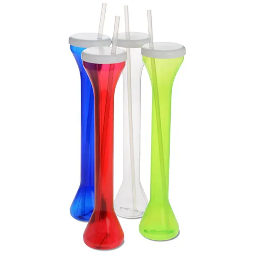 

Promotional Gifts Plastic Long Neck Cup Beer Yard Cup with Straw and Cover, Customized color