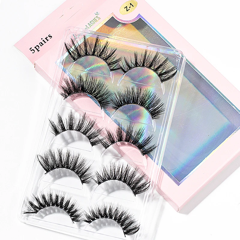 

2021 New 15-25mm 3D Faux Mink Hair Cross False Eyelashes 5/10 Pairs Long Eye Lashes Handmade Thick Makeup Beauty Extension Tools