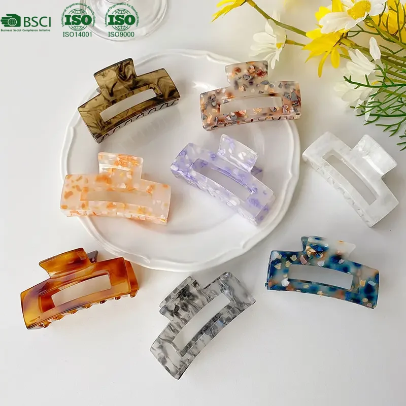 2022 Vintage Simple Style Hair Accessories Women Resin Acetate Plastic Hair Clutch Claw Clip