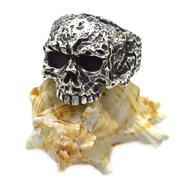 

2019 hot selling factory wholesale fashionable European jewelry 925 pure silver skull rings, Silver color