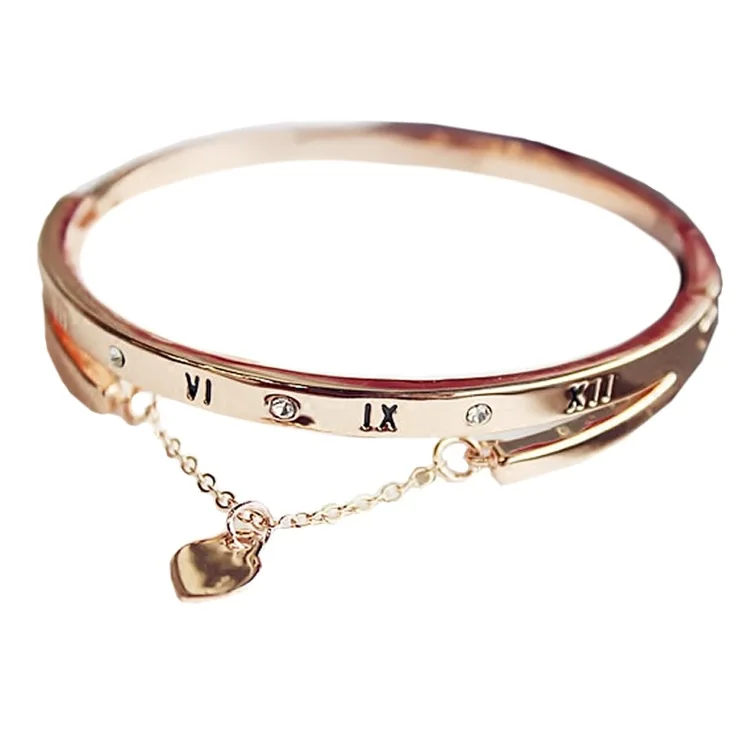 

Hot Luxury Rose Gold Bangles Female Heart Forever Loving Brand Charm Bracelet for Women Famous Jewelry
