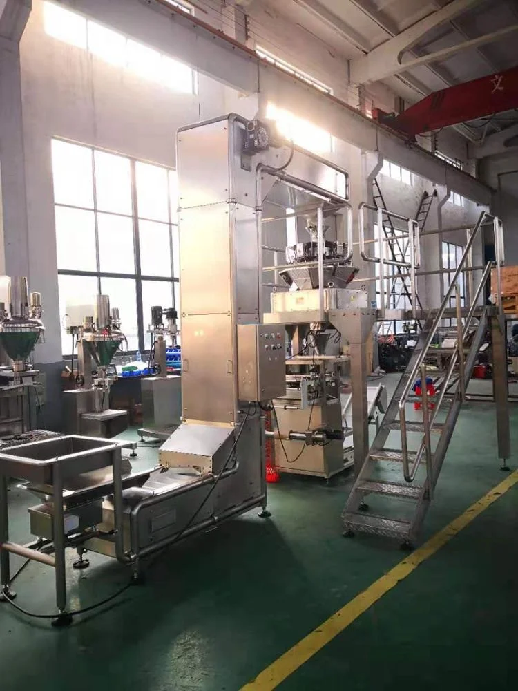 
CE automatic tobacco packaging line Z bucket feeder multihead weigher VFFS 