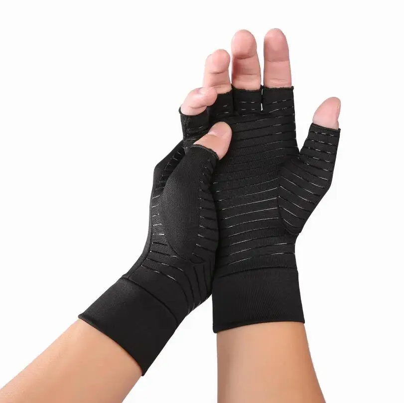 

Copper Fiber Care Exercise Gloves Training Arthritis Recovery Pressure Half Finger Gloves