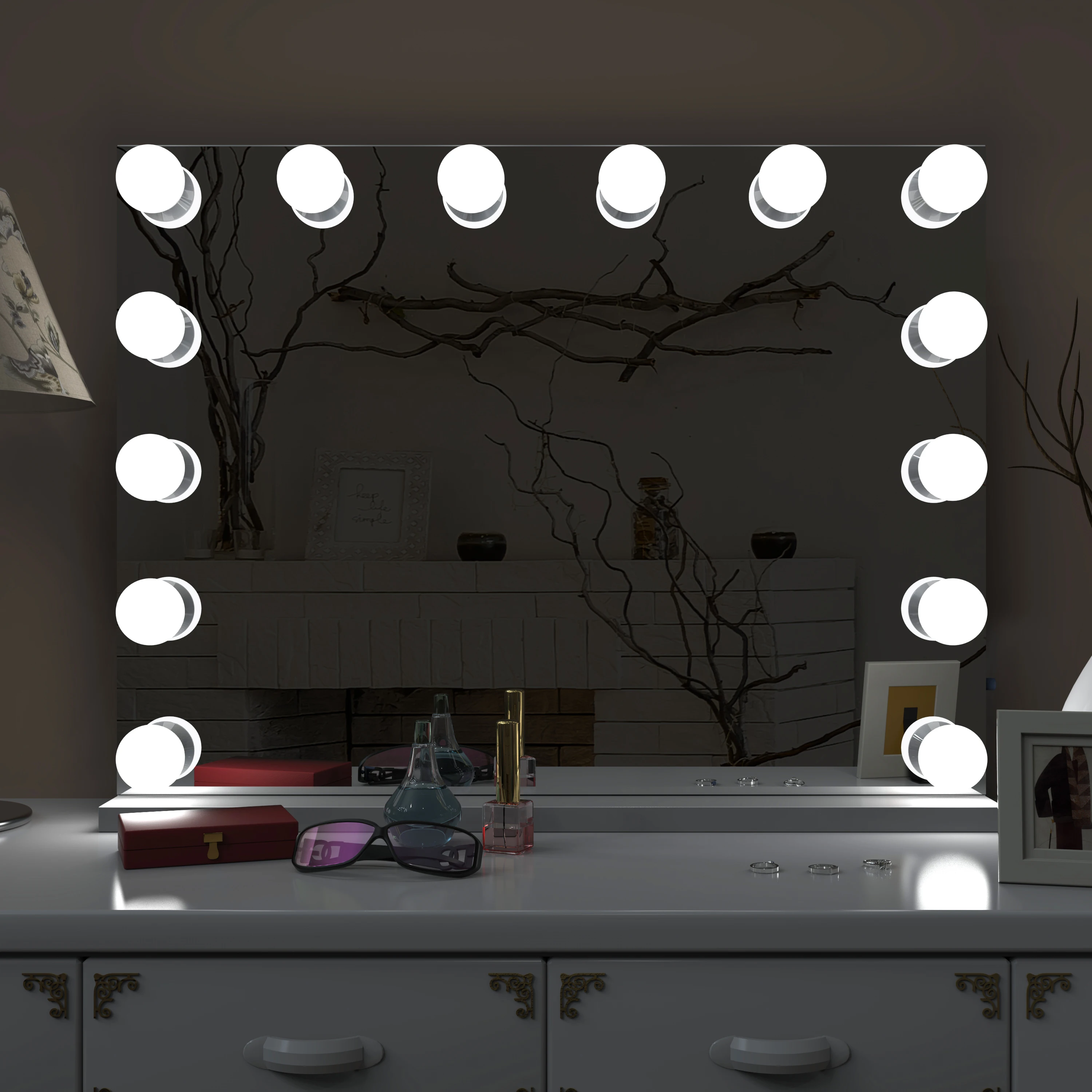 Popular hollywood style lighted makeup mirror with led with 14 bulbs
