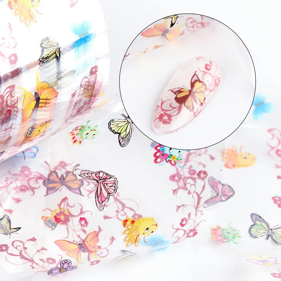 

10 Colorful Butterfly Stickers Starry Sky Glue Nail Art Transfer Paper Butterfly Nail Stickers