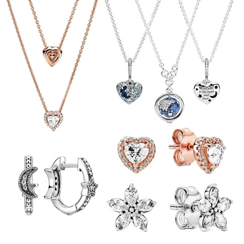 

sterling silver set jewelry Sweethearts love bracelet for pandoras pulceras