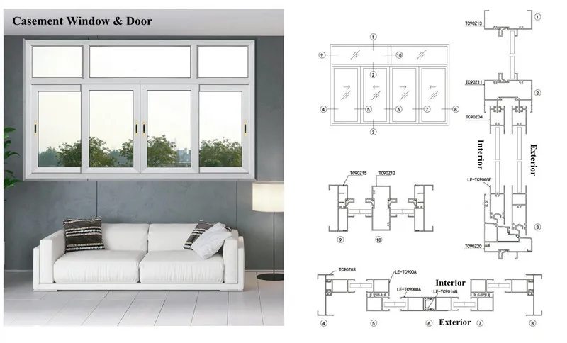 OEM Customized various shapes aluminum window  door extrusions shapes profiles