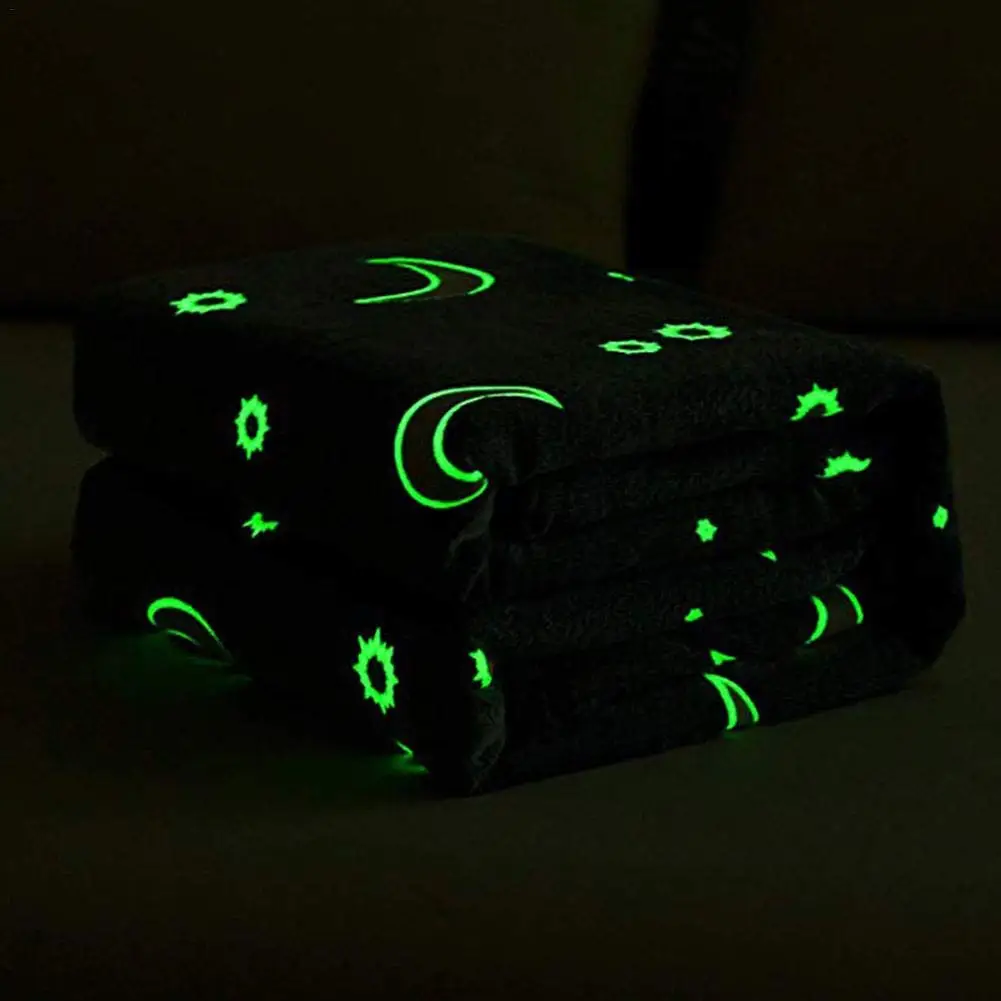 Super Soft Glow In The Dark Blanket Cozy Flannel Star Shining Luminous