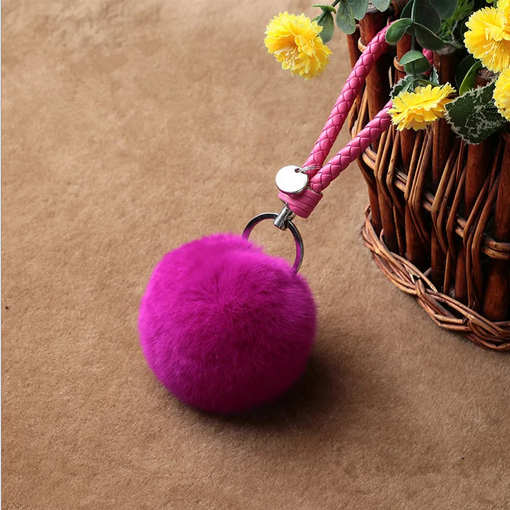 
Good quality Factory wholesale car real rex rabbit fur pom balls 