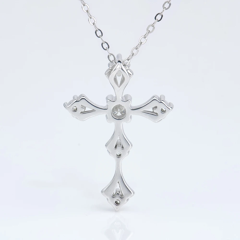 Fine Jewelry 925 Silver Mossanite Diamond Jewelry Cross Pendants Necklaces White Gold/Gold/Rose Gold Color Fashion Jewelry