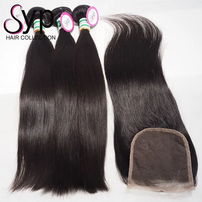 

Brazilian Cuticle Aligned Mink Virgin 100% Human Remy 3 Bundle Hair Deals With Closure Straight