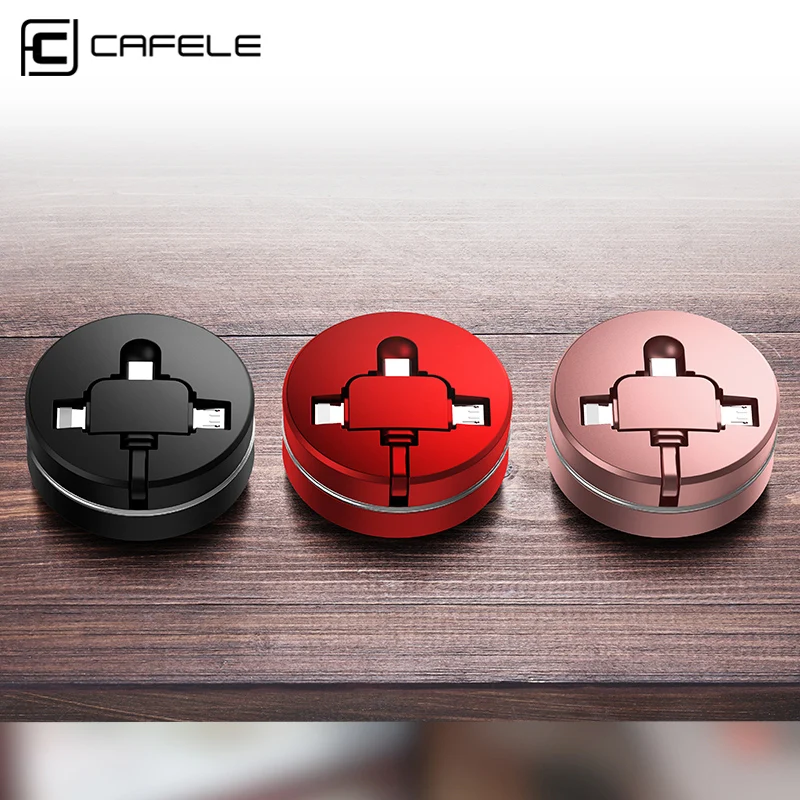 

CAFELE High Quality Logo Customizable TPE 3 in 1 Retractable Micro USB Cable Sync Data Charging Cable 1 meter for Mobile Phone