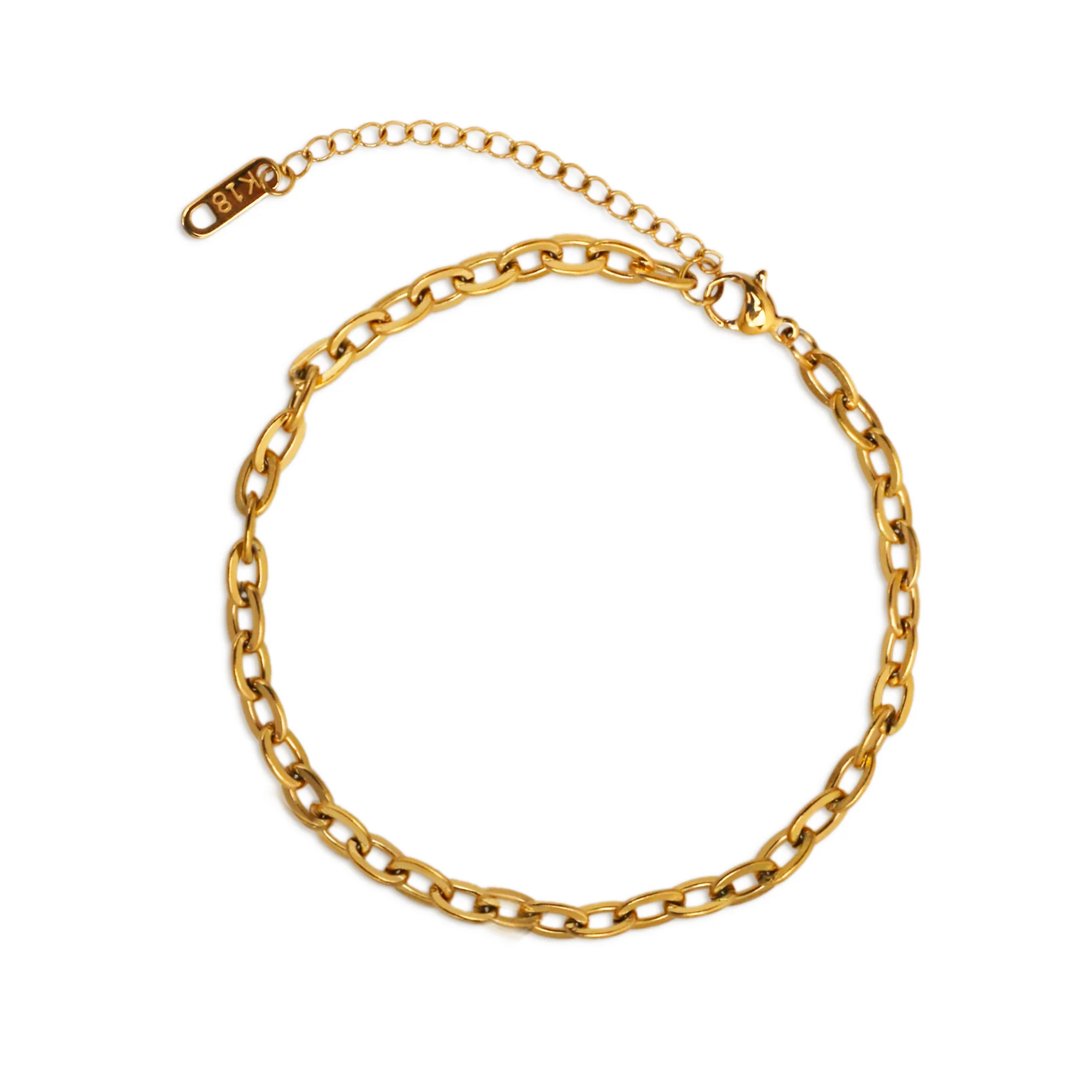 

Chris April 316L stainless steel 18k PVD gold plated simple vintage stackable link foot chain body jewelry anklet