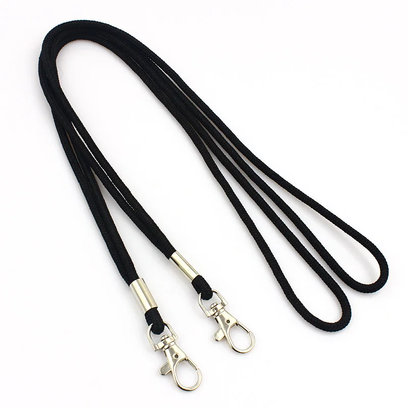 Wholesale Fashion Round Cord Blank Neck Strap Black Nylon Rope Lanyards