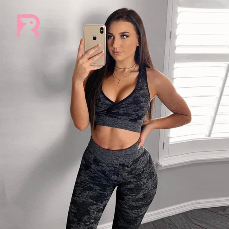 

Hot Selling Sportwear Women Camouflage Yoga Set Eco Summer Yoga Sets Sport Bra Leggings Set