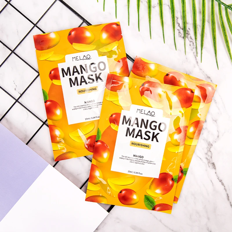 

Fruit FaceMask Skin Care Mango Sheet Mask Form and Face Use Moisturizing Korean Facial Mask