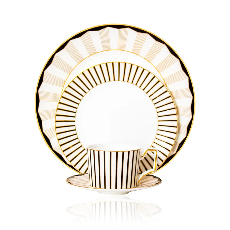 

Amazon Hot Selling Luxury Ceramic dinnerware Fine Bone China Dinner Set for home, Customized accord