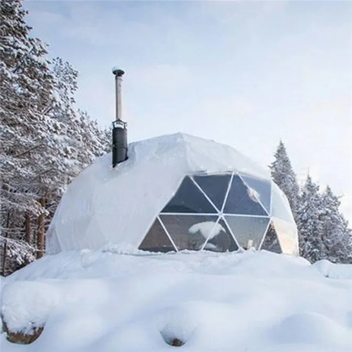 

Outdoor transparent pvc fiberglass family glamping camping dome house geodesic dome tent for sale