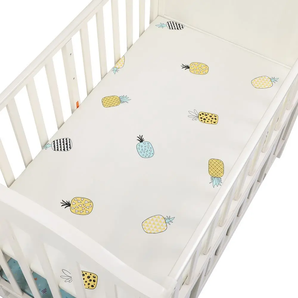 Tpu Laminated Waterproof Single Cot Cotton Baby Crib Fitted Sheets