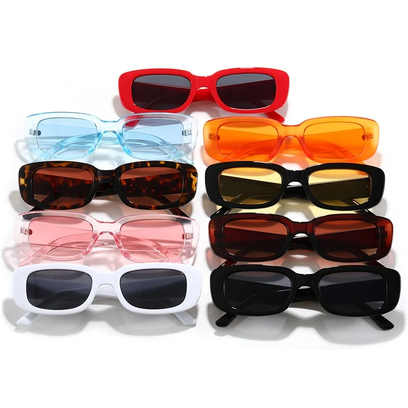 

Retro Vintage Sun Glasses Cheap Plastic Small Rectangular Sunglasses, 10 colors