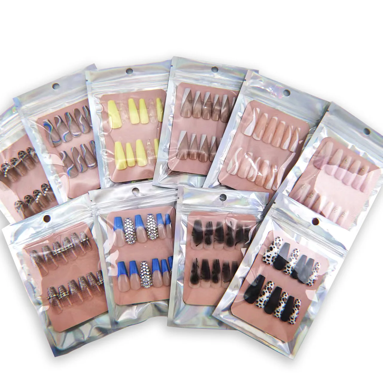

Easy to Apply Long Ballerina Pink Fake Nails Nail Art Custom Box Press on Nails Private Label