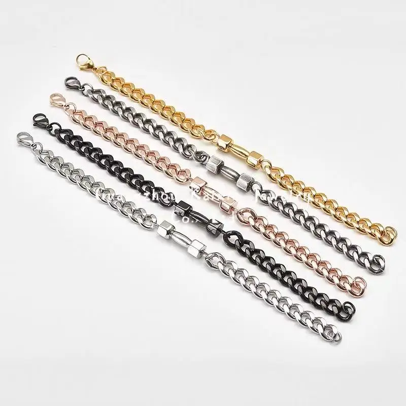 

Men's Dumbbell titanium steel bracelet European and American retro hip hop net red Bracelet Korean Chaoren student Bracelet manu