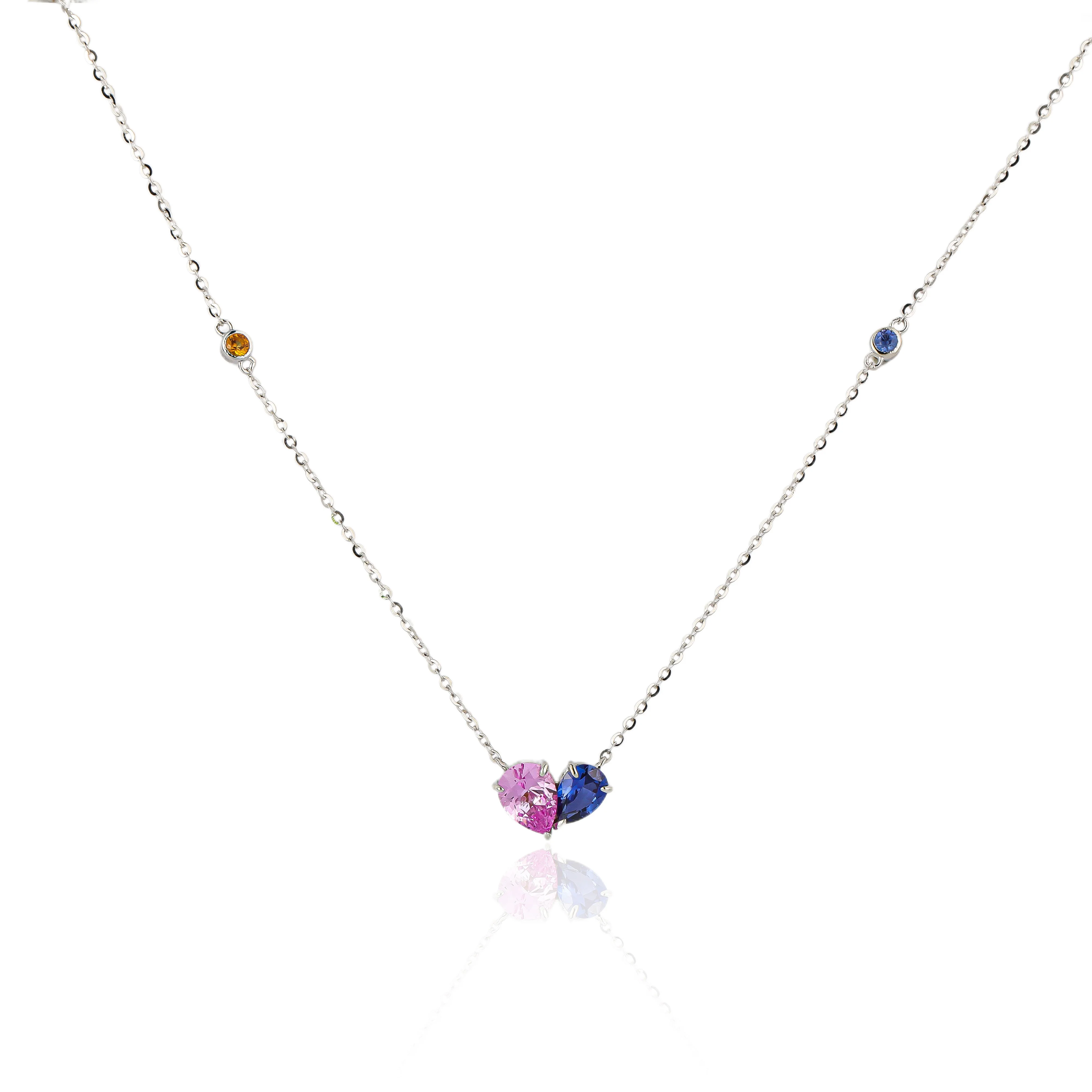 DEYIN Heart Cut Padparadscha Gemstone Pendant Necklace 925 Sterling Silver 18k Gold Plated  Jewelry For Women
