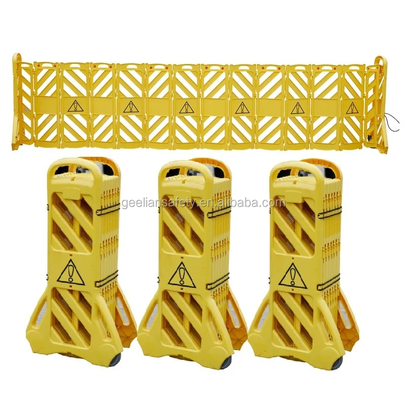 Road Plastic Retractable Expanding Portable Fence Barrier With Yellow