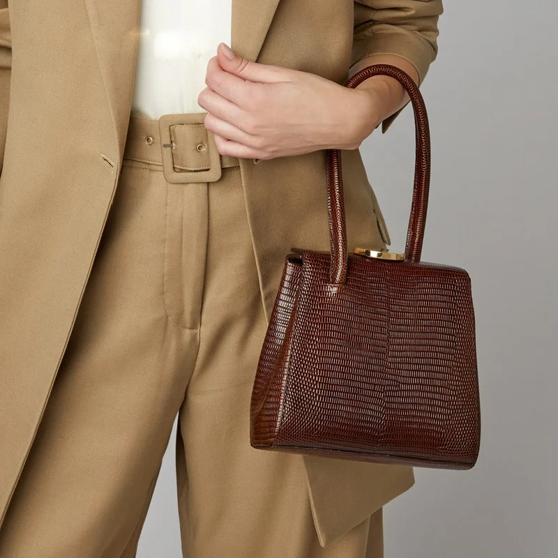 

Simple Pu Top-handle Personalized Lizard Pattern Clutch Bags Vintage Lizard Style Women's Handbags