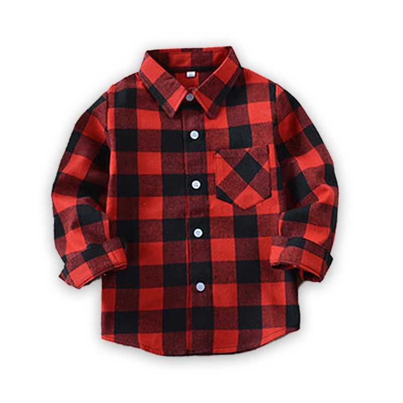 

Children Clothing Spring Autumn Kids Long Sleeve Warm Flannel Shirts Girls Cotton Baby Boys' Plaid Fleece Shirt