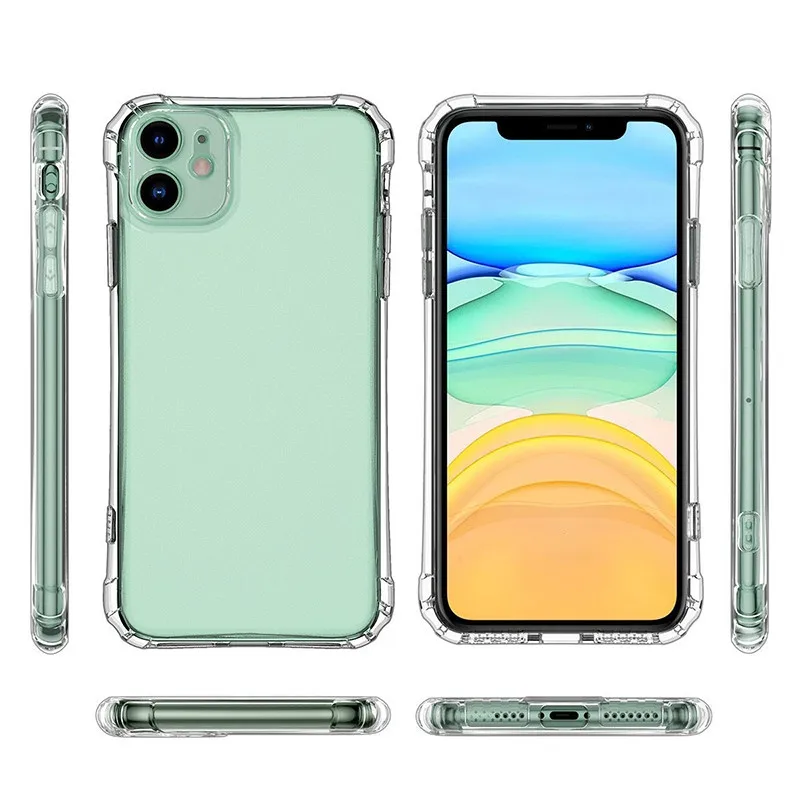 

Transparent Shockproof Custom Silicone Bumper Cover Anti-Scratch Back Cover HD Clear Phone Cases For iPhone 12 Max