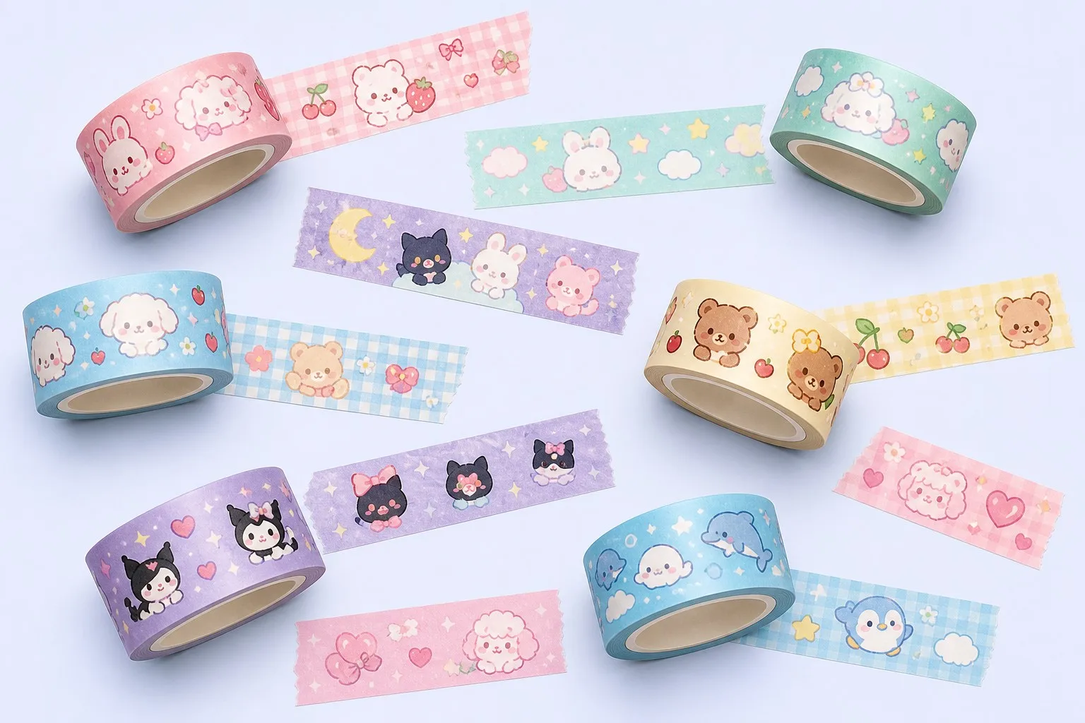 Bunny and floral washi tape pattern detail