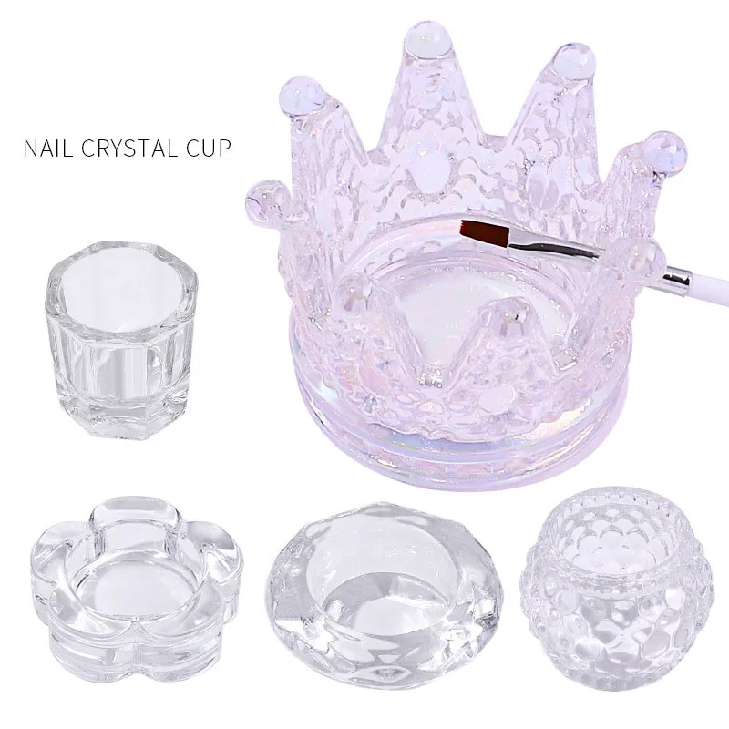 

1PC Crystal Glass Acrylic Acrylic Powder Liquid Nail Cup Dappen Dish Lid Bowl Cup Holder Equipment Nail Tools