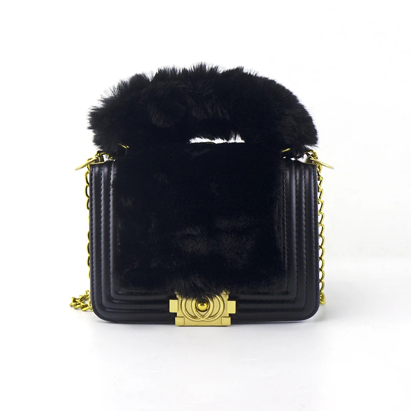 

Plush PU Leather Crossbody Bag Popular Fashion Fur Handle Ladies Shoulder Bag Designer Handbags PU Leather Bags Women, Any color