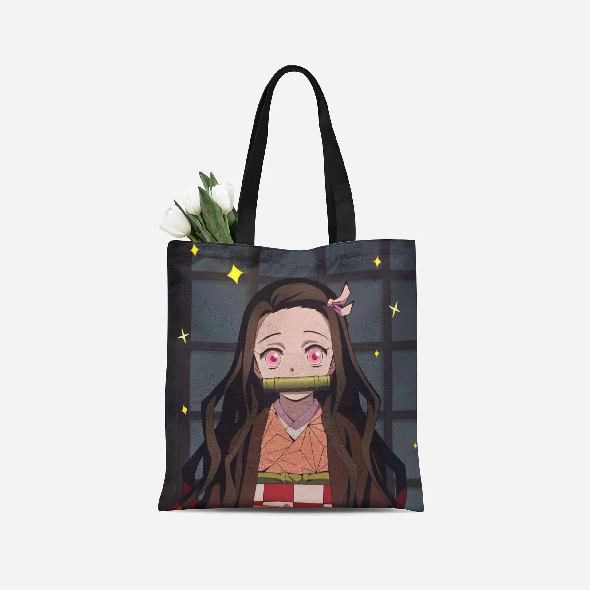 

Anime Canvas Bag Demon Slayer Hand Bag Kamado Nezuko Cartoon Shopping Bag Customized Wholesale, Customized color