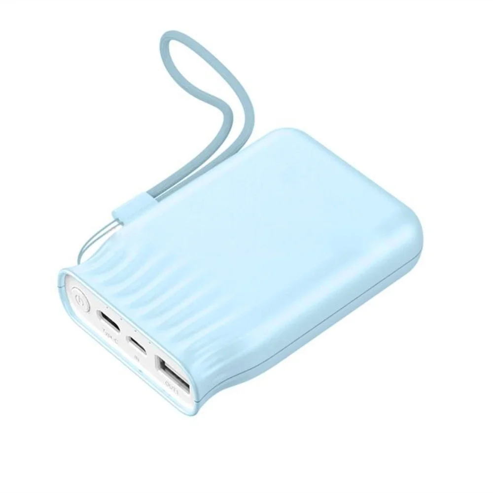 

Colorful Cute Mini Powerbank 10000 mAh Keychain Power Bank with Type C, Pink, white, blue