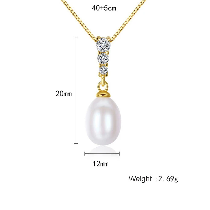 

S925 Silver Freshwater Pearl Pendant Necklace Fashion Women's Necklaces Jewelry 2021