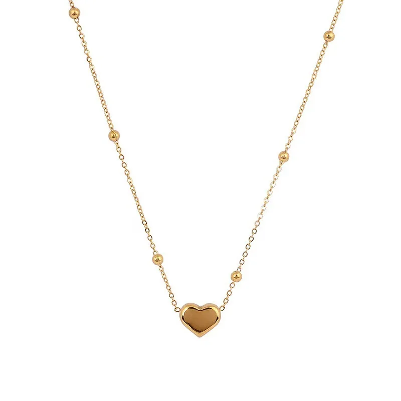 

Wholesale Fashion Simple Gold-plated Stainless Steel Heart Pendant Necklace Jewelry For Women