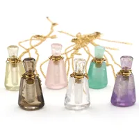 

Gold Multi-kind Natural Gems Stone Diffuser Connector Amethysts Healing Chakra Crystal Quartz Perfume Bottle