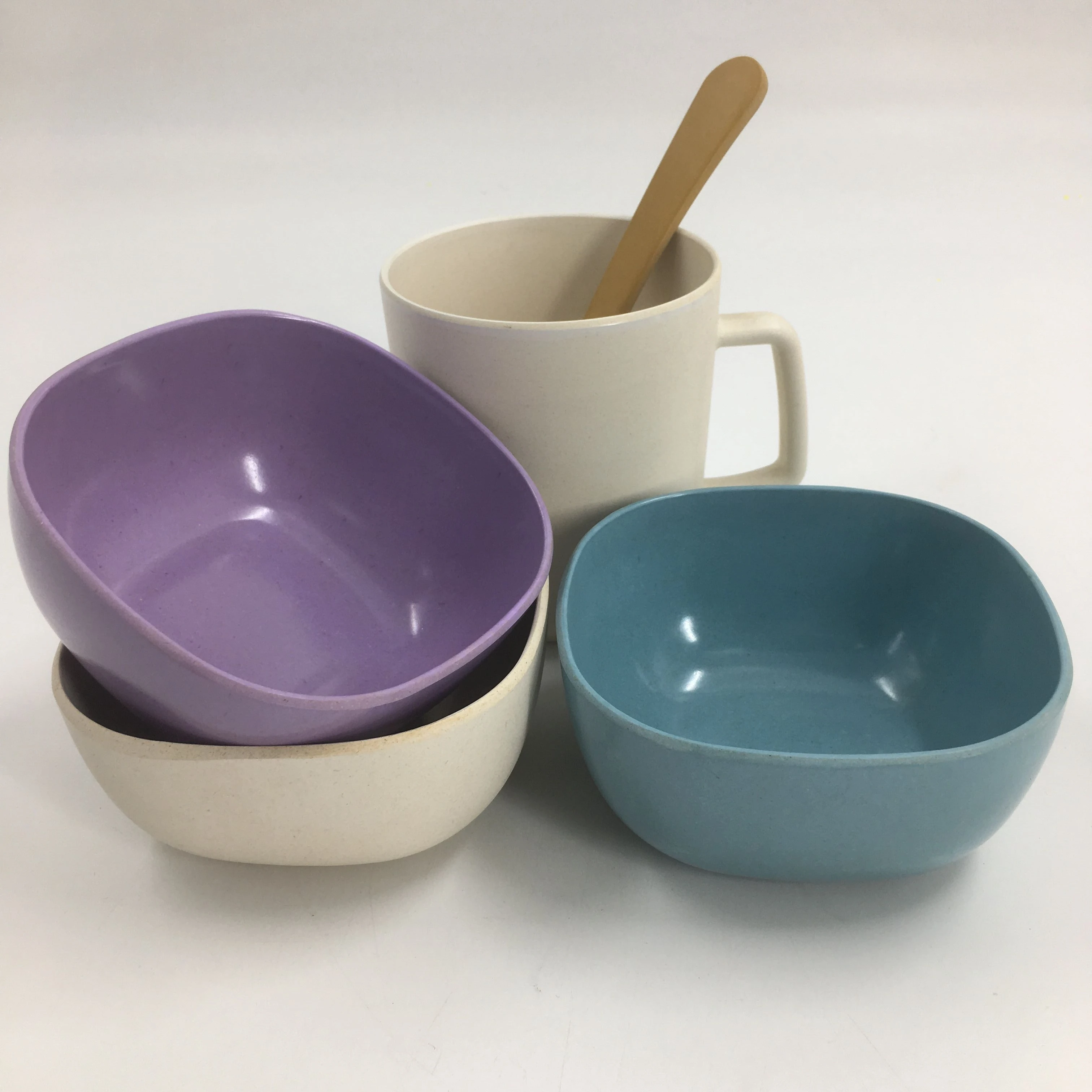 菱形定制印刷可重复使用的耐用可堆肥环保菱形竹纤维碗