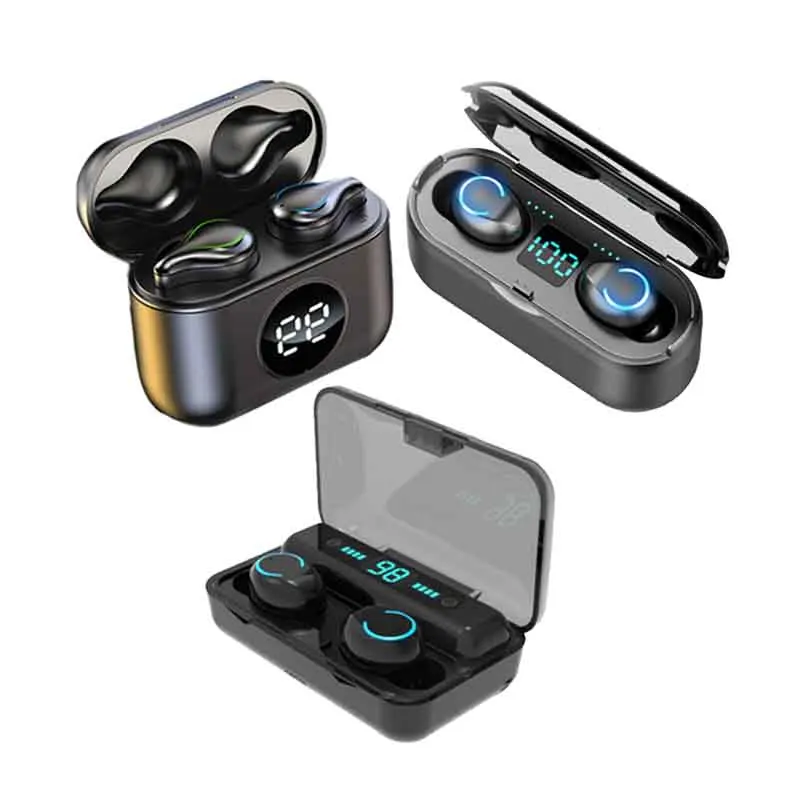 

cheap tws wireless earphone in ear LED stereo Headphones Headset noise cancelling waterproof gaming earphone Wireless Earbuds, White,black