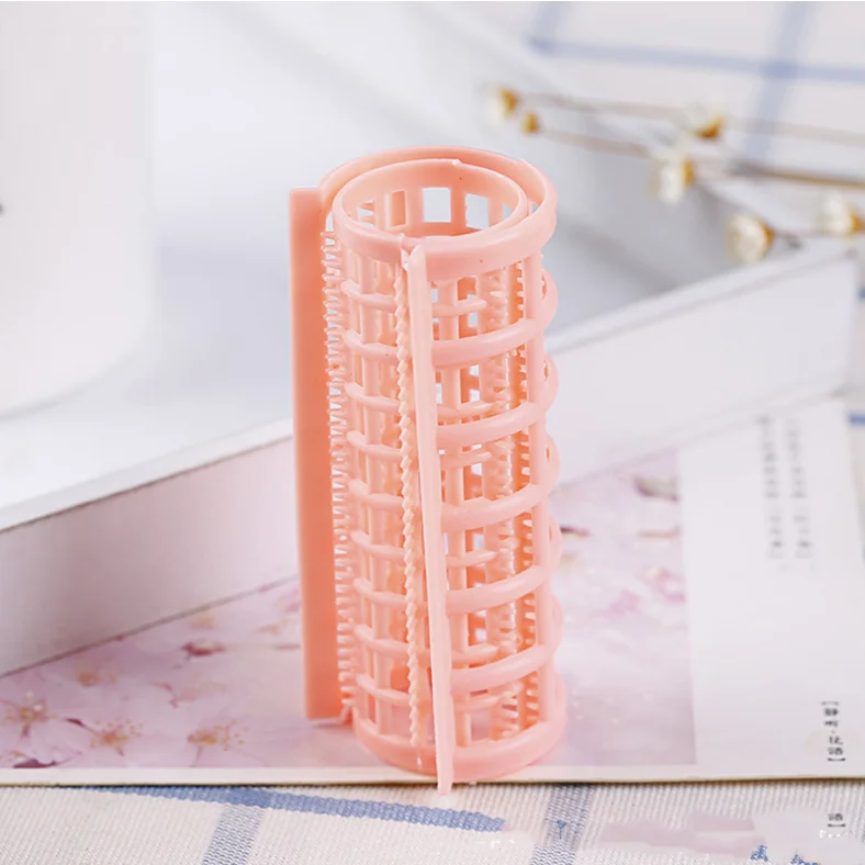 

Private label lazy plastic pink buckle clip hair roller